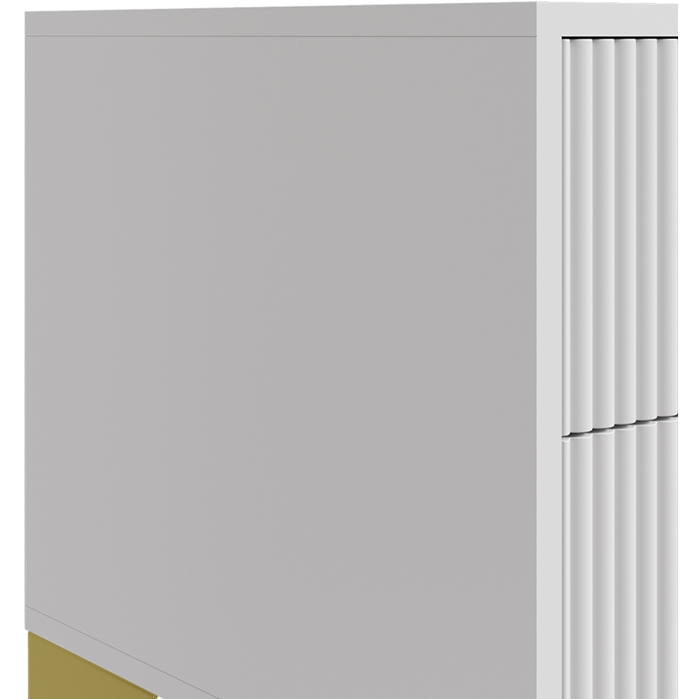 Living and Home 2 Drawer White and Gold Modern Bedside Table Image 4