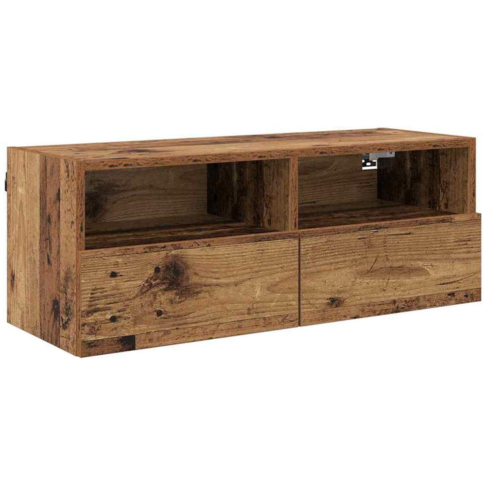 vidaXL 2 Door 2 Shelf Old Wood Wide Wall Mounted TV Unit Set of 2 Image 4