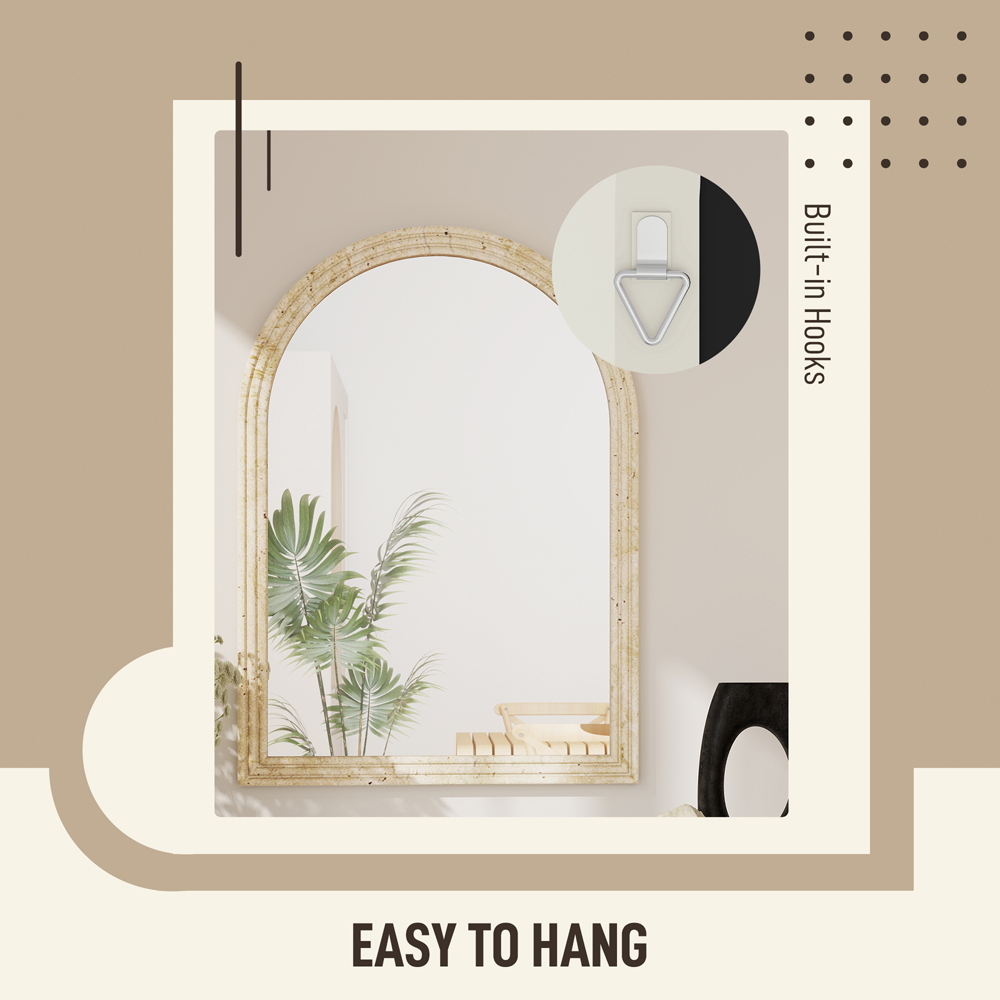 Portland Beige Arched Wall Mirror 70 x 50cm Image 6