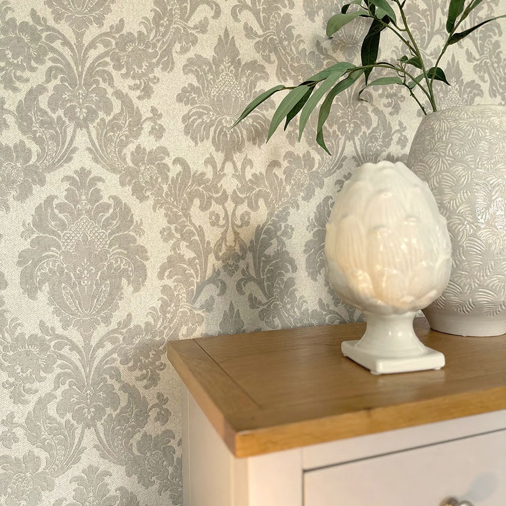Belgravia Ciara Damask Textured Silver Image 4