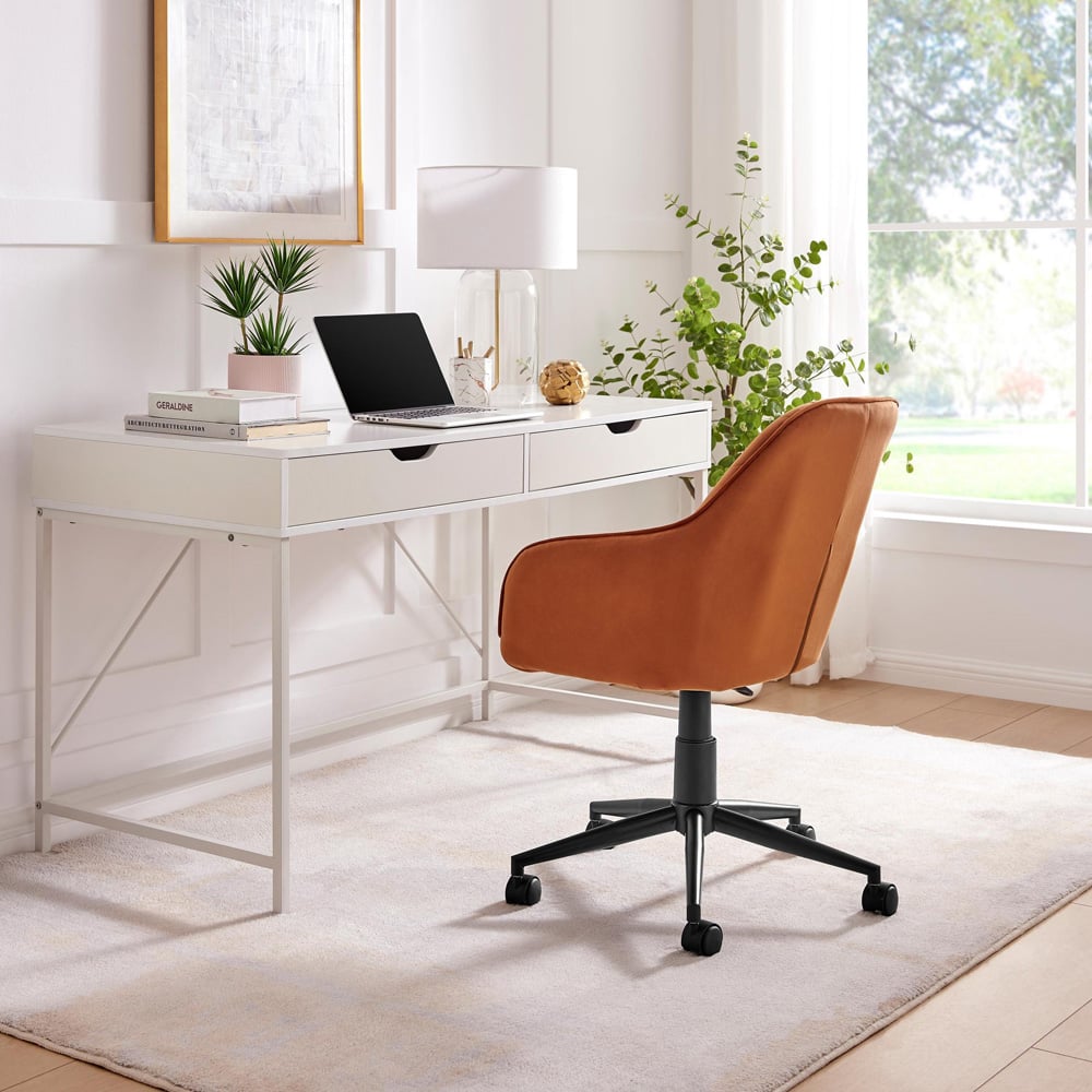 Furniturebox Brooker Orange Velvet Office Chair Image 6