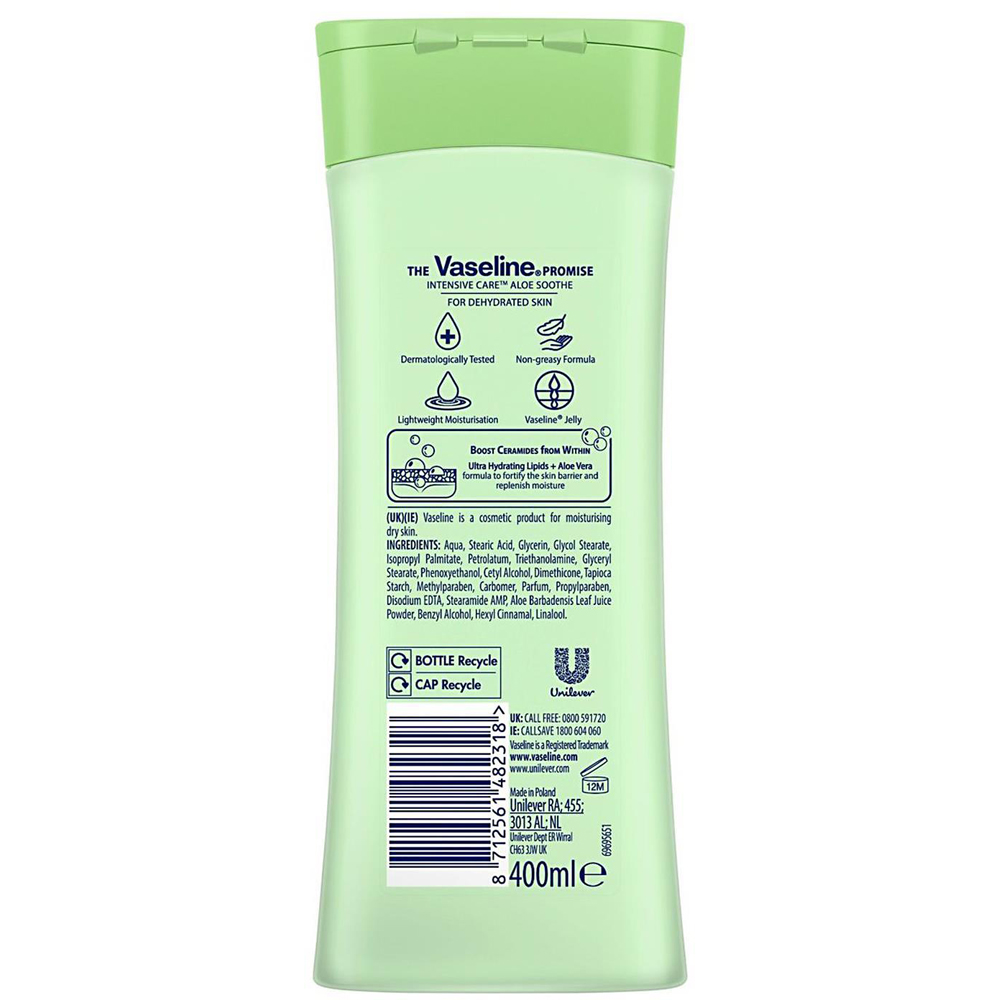 Vaseline Intensive Care 48H Light Moisture Aloe Soothe Body Lotion 400ml 12 Pack Image 3