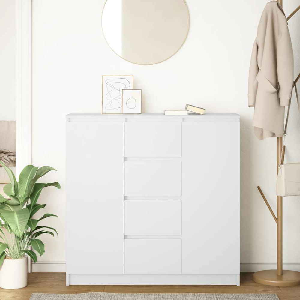 vidaXL 2 Door 4 Drawer White Sideboard Image 9