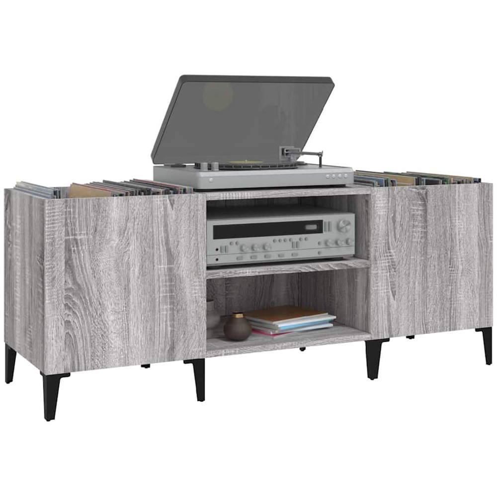 vidaXL 2 Shelf Grey Sonoma Record Cabinet Image 3