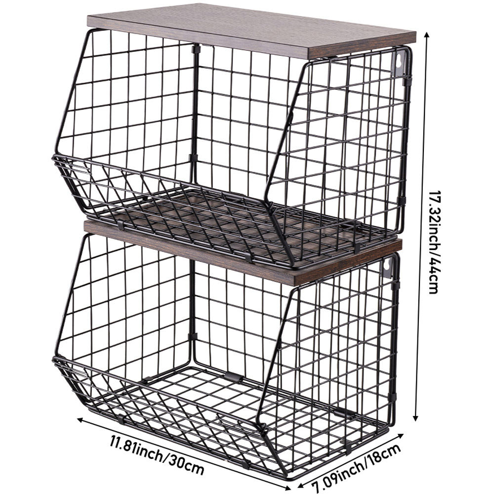 Living and Home 2 Piece Stackable Kitchen Storage Rack with Hanging Hook Image 8