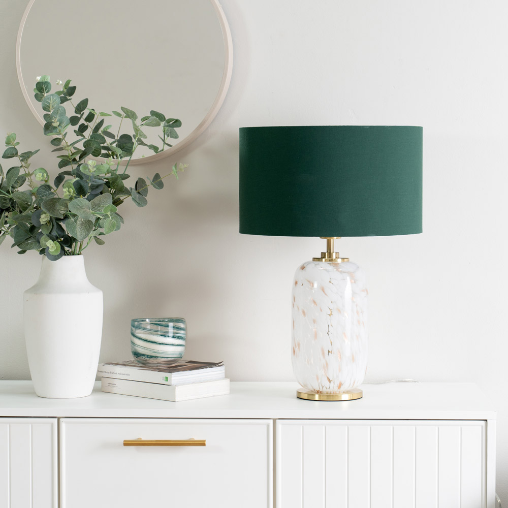 Value Lights India Green Shade White Confetti Glass LED Table Lamp Image 4