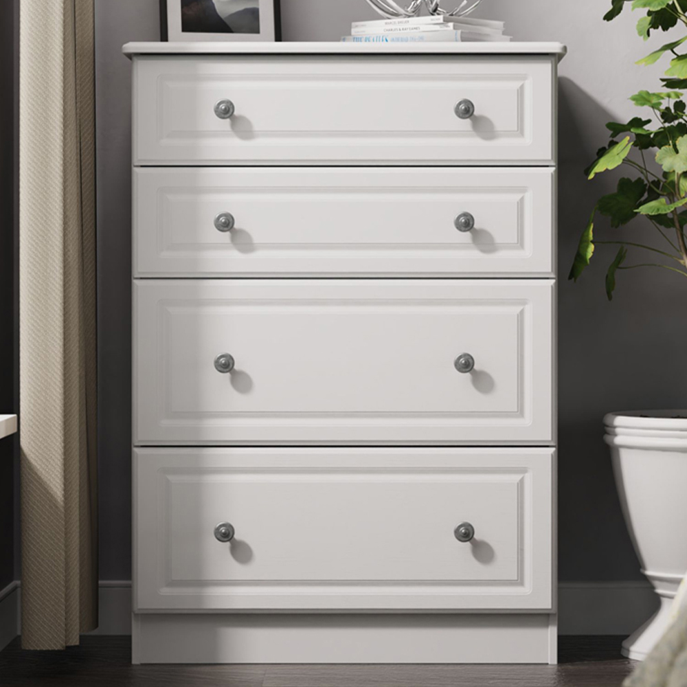 Crowndale Pembroke 4 Drawer Grey Ash Deep Chest of Drawers Ready Assembled Image 1