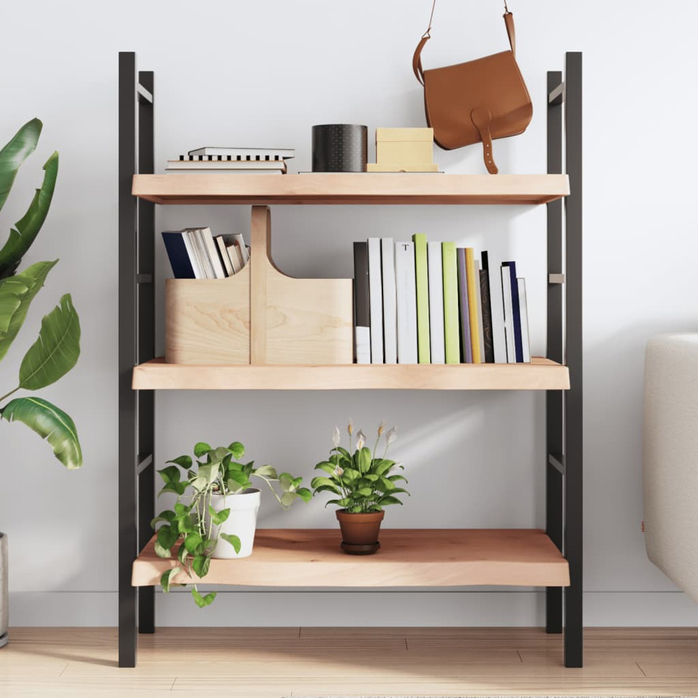 vidaXL 100 x 50 x 6cm Untreated Solid Wood Oak Wall Shelf Image 2