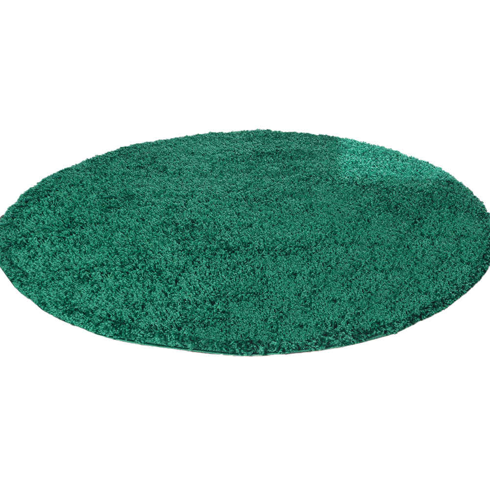 Desire Rugs Oxford Emerald Plain Round Shaggy Rug 120 x 120cm Image 1