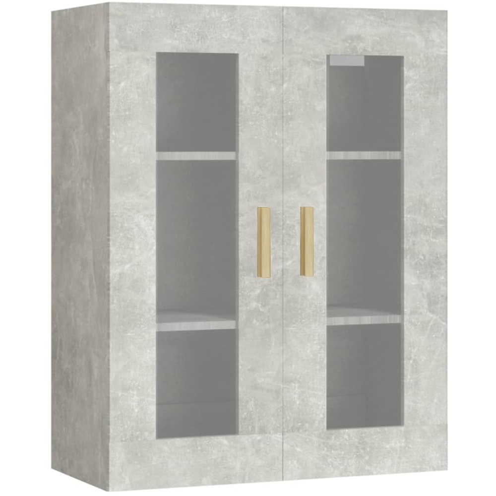 vidaXL 2 Glass Door 3 Shelf Concrete Grey Hanging Wall Cabinet Image 2