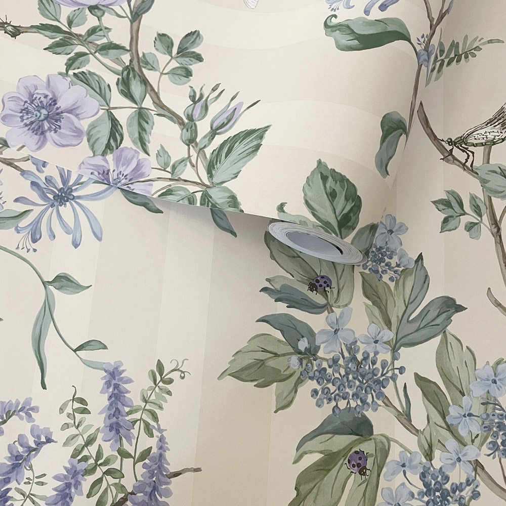 Holden Decor Hampton Gardens Neutral and Blue Wallpaper Image 2