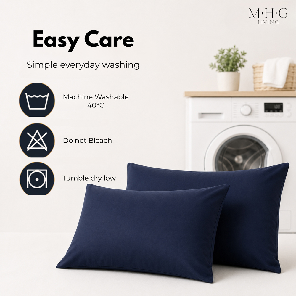 MHG Living Navy Microfibre Envelope Closure Pillowcase 50 x 75cm 2 Pack Image 6