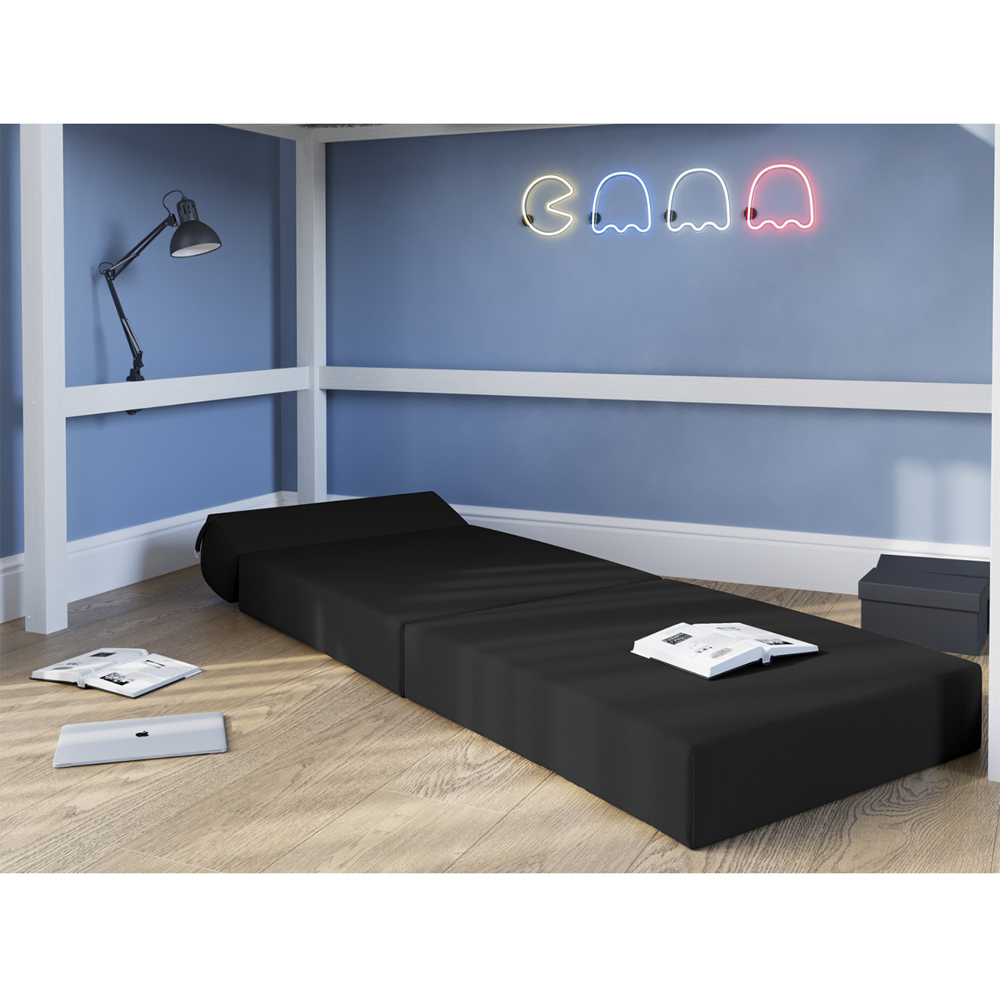 Flair Black Portable Z Fold Futon Chair and Bed Image 2