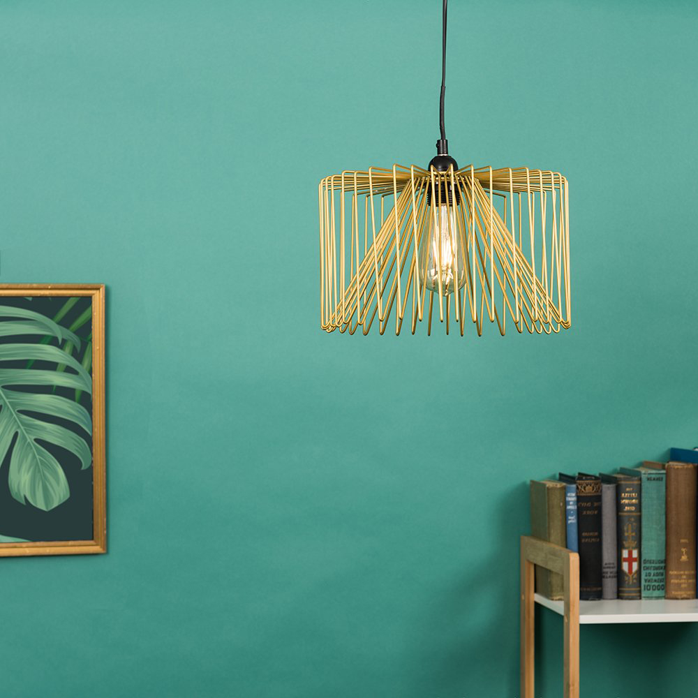 ValueLights Amadeus Gold Wire Pendant Shade Image 2
