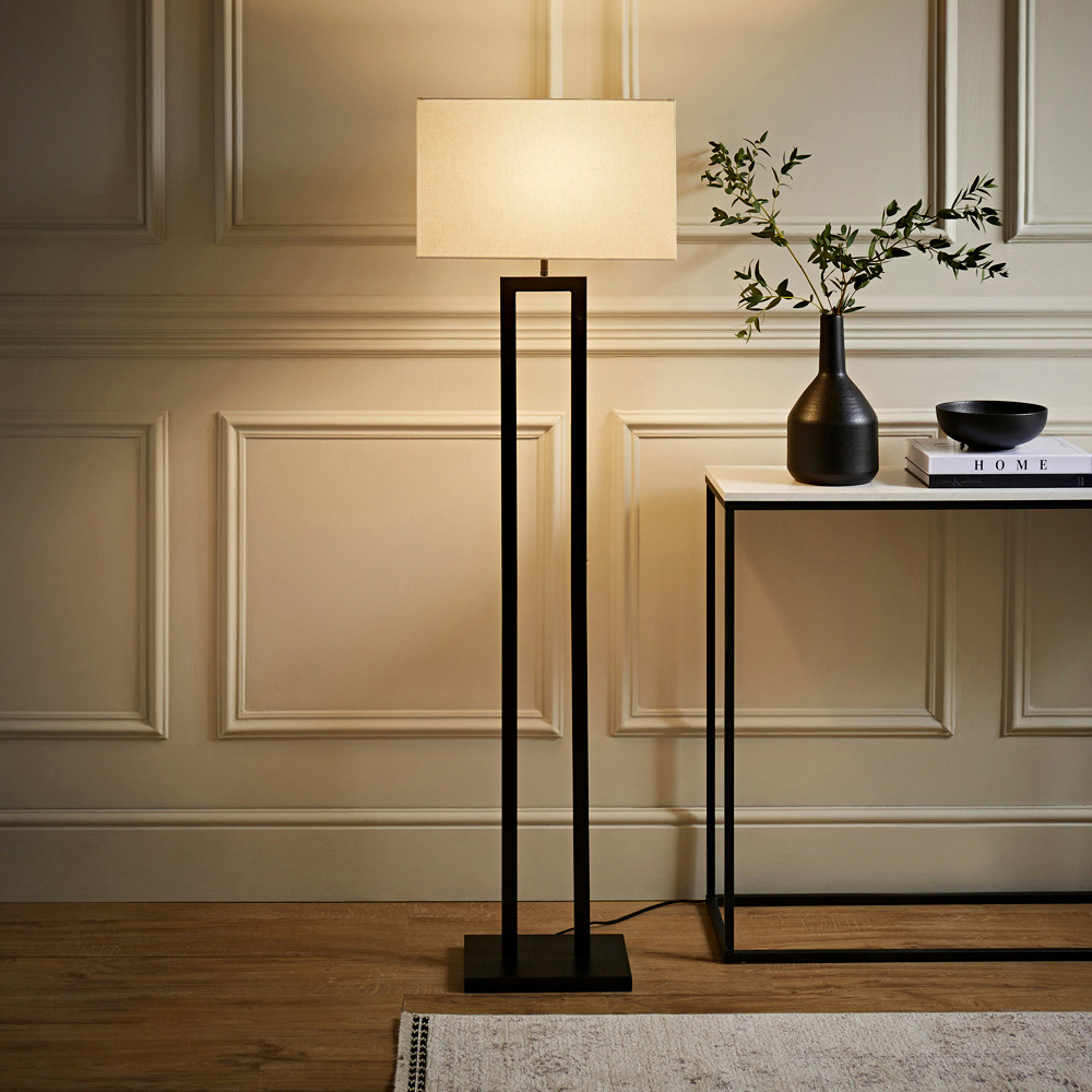 ValueLights Gloria Lamp Shade Black Double Stem Metal LED Floor Lamp Image 2