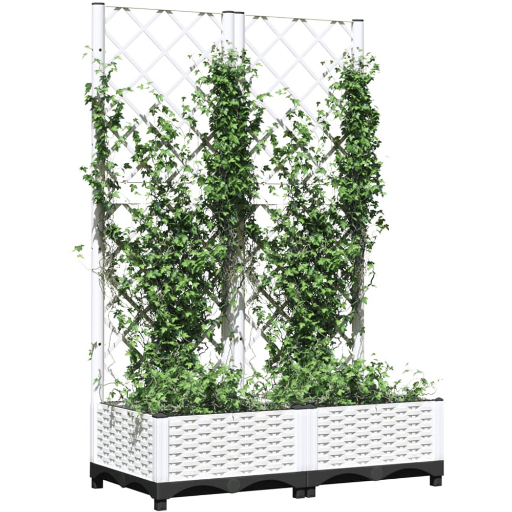 vidaXL White Polypropylene Garden Planter with Trellis 121.5 x 40 x 80cm Image 2