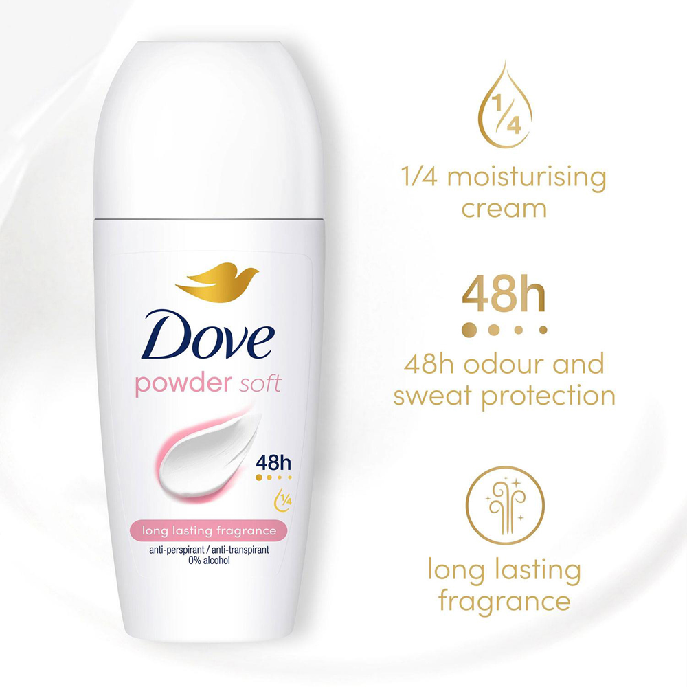 Dove Powder Soft Anti-Perspirant Roll On 50ml 18 Pack Image 4