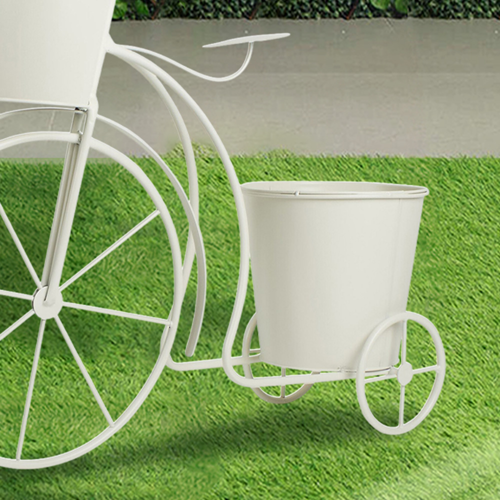 White Bicycle Flower Planter - White Image 6
