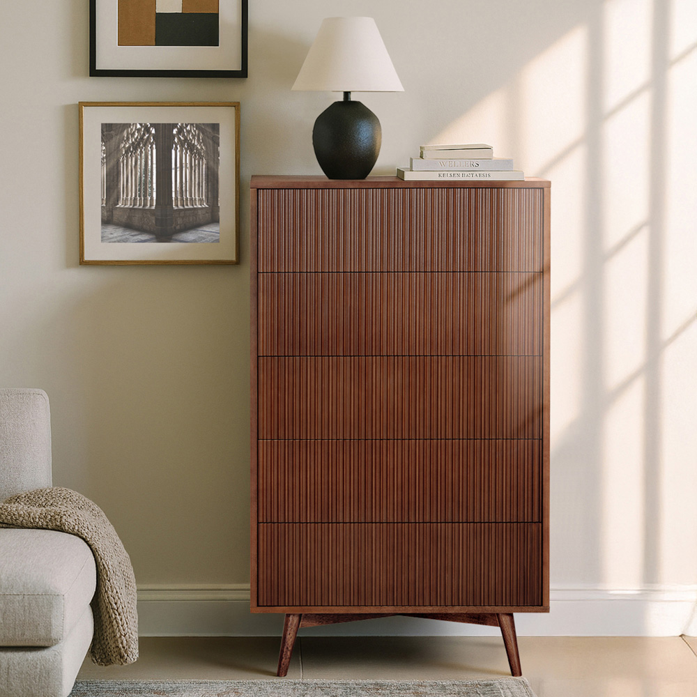 Teamson Home Tremolo 5 Drawer Walnut Dresser Image 8