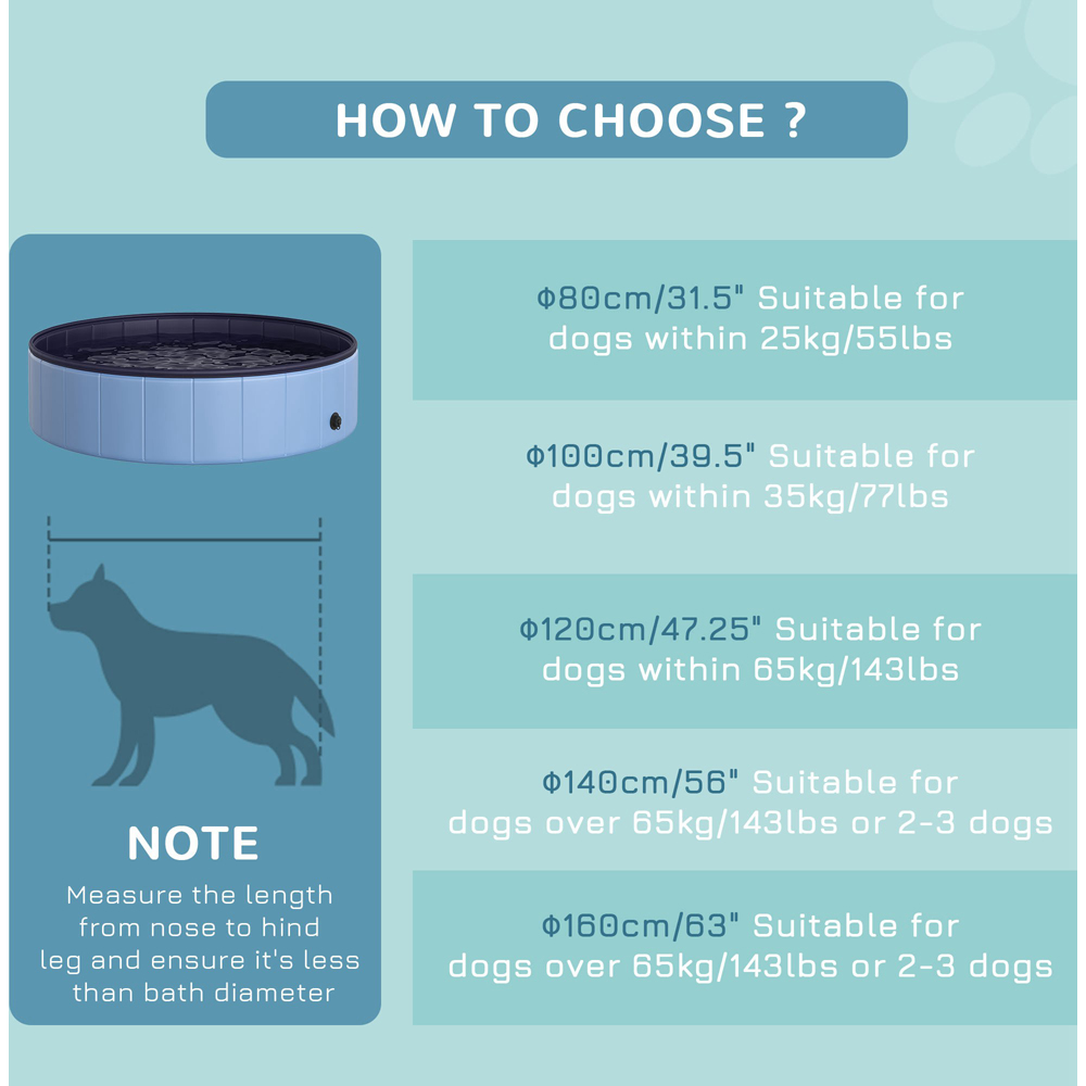 PawHut Blue Foldable Pet Paddling Pool Image 6