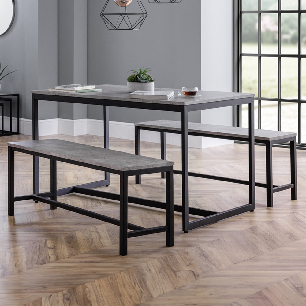 Julian Bowen Staten Concrete Effect 4 Seater Dining Set Black Image 1