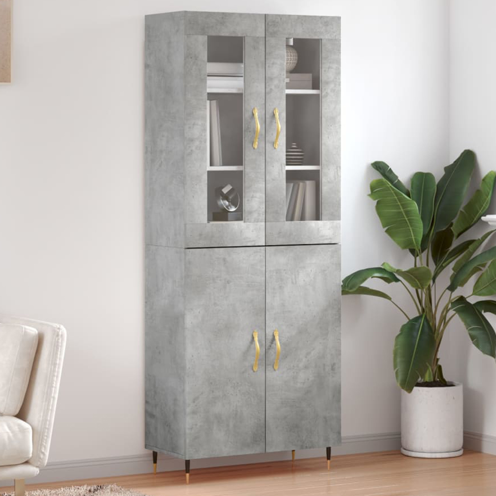vidaXL 4 Door Concrete Grey Highboard Image 1