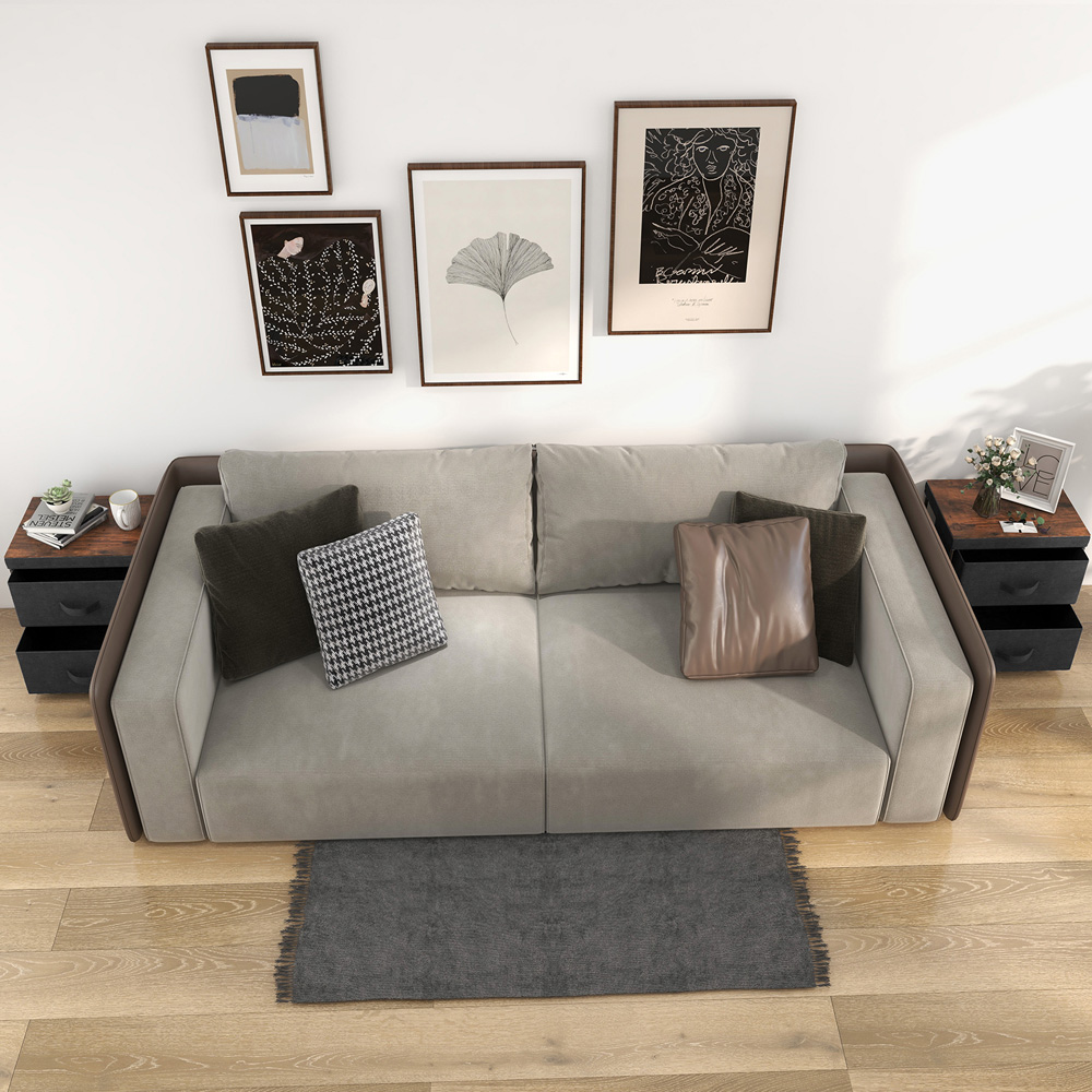 Costway 2 Drawer Black Fabric Nightstand with Removable Lid Image 4