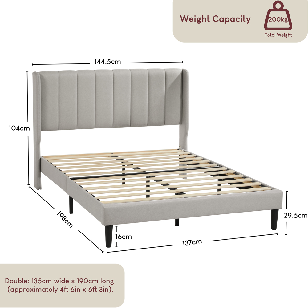 VIDA DESIGNS Vianna Double Beige Linen Fabric Bed with Memory Foam Bonnell Spring Mattress Image 9