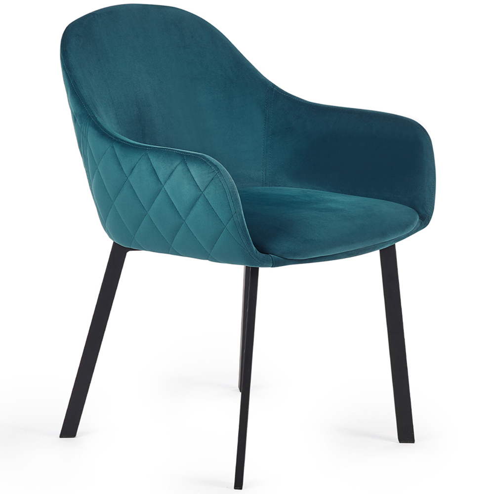 Julian Bowen Nero Lima 2 Seater Velvet Dining Set Black and Teal Image 4