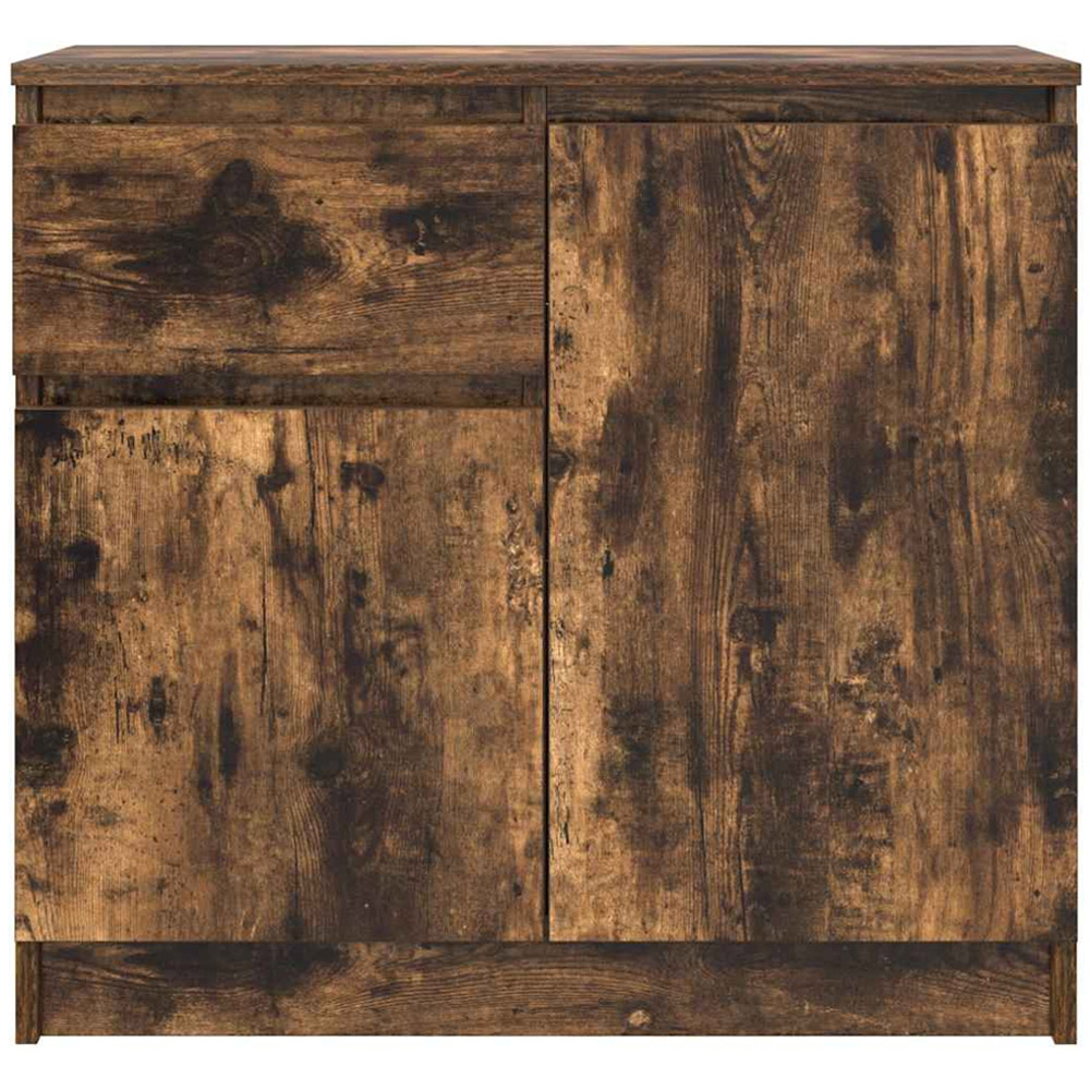 vidaXL 2 Door Single Drawer Smoked Oak Sideboard Image 4