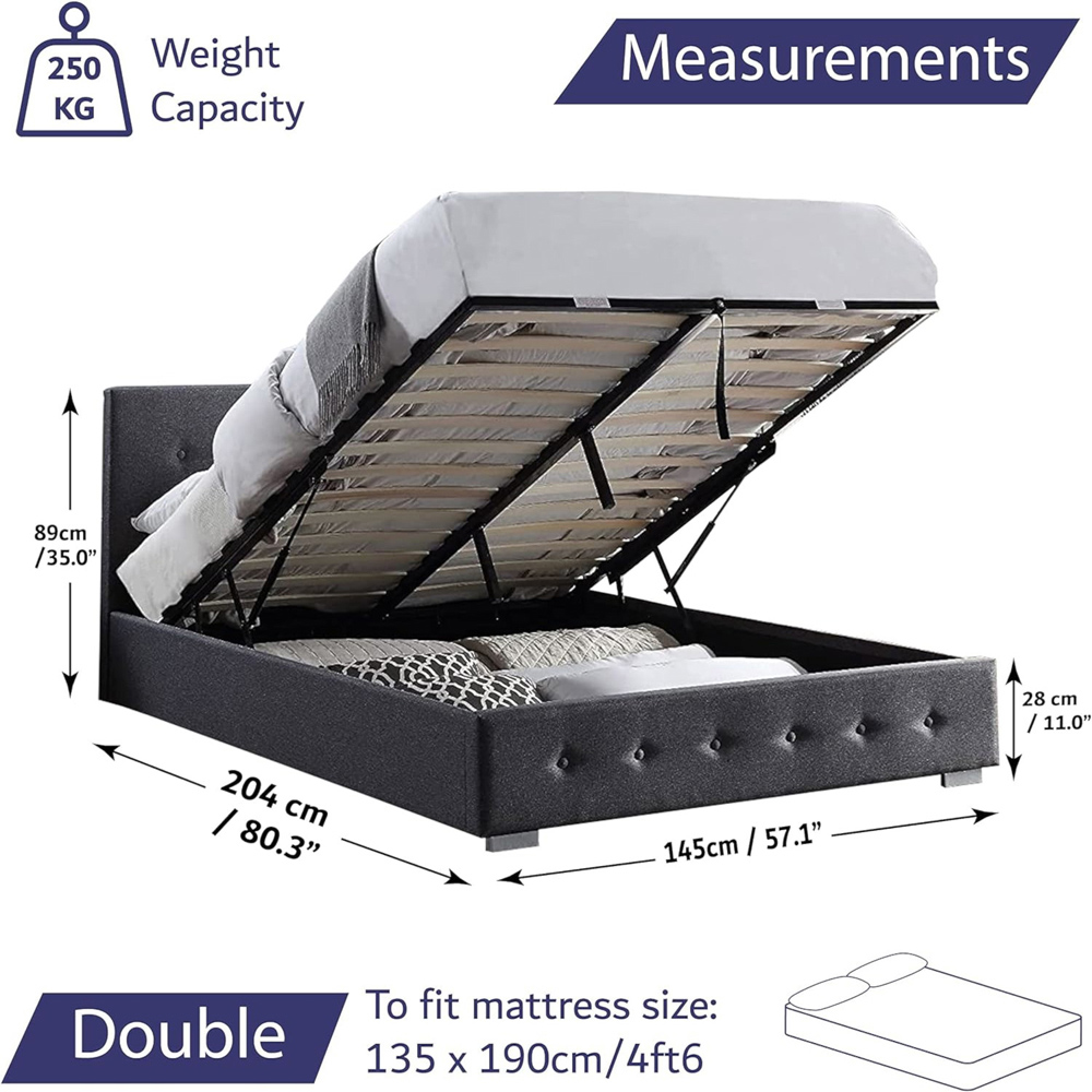 Home Treats Double Dark Grey Ottoman Bed Image 9