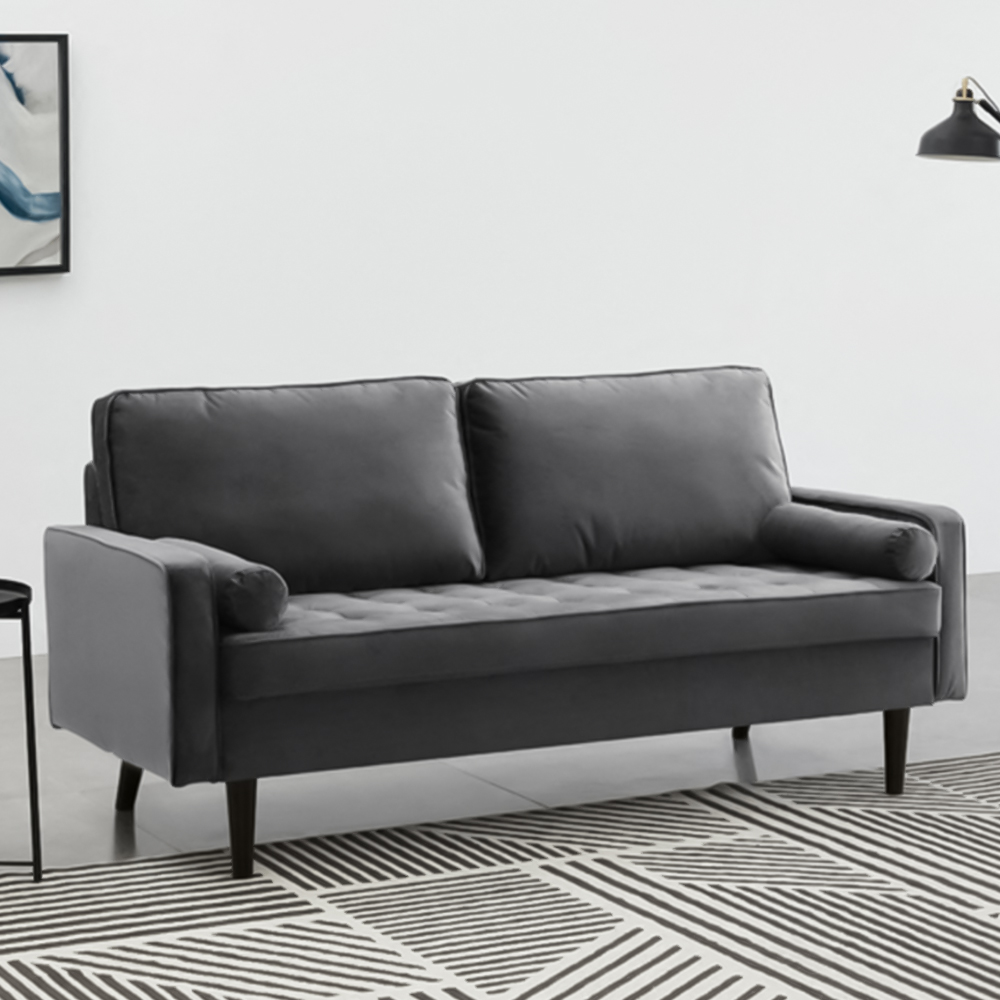 Home Detail Scott 3 Seater Grey Velvet Sofa Image 1