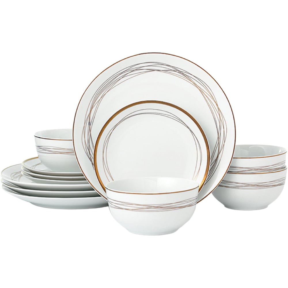 Waterside Gold Swirl 12 Piece Dinner Set Image 1