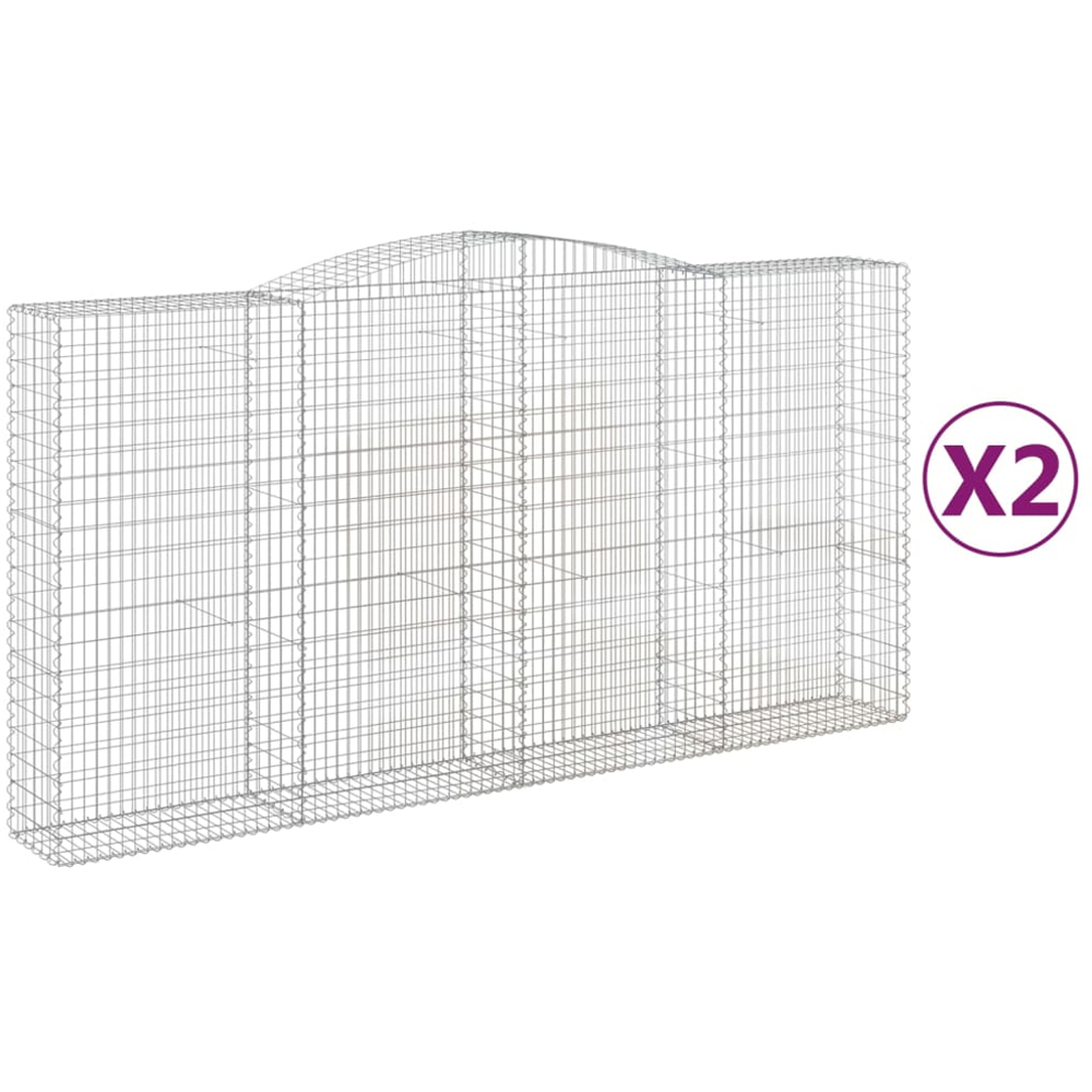 vidaXL Silver Galvanised Iron Gabion Basket 400 x 50 x 200/220cm 2 Pack Image 4