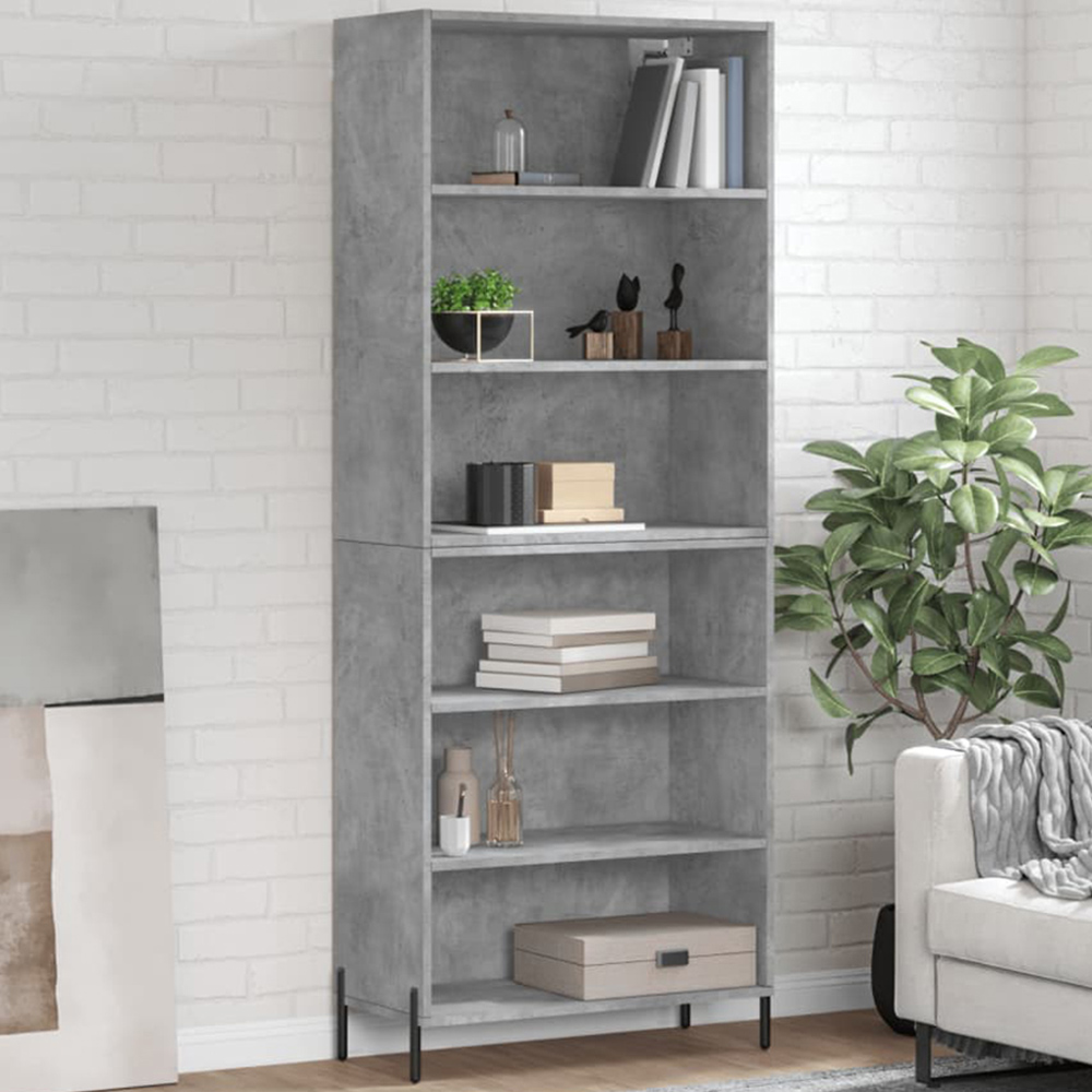 vidaXL 6 Shelf Concrete Grey Highboard Image 1