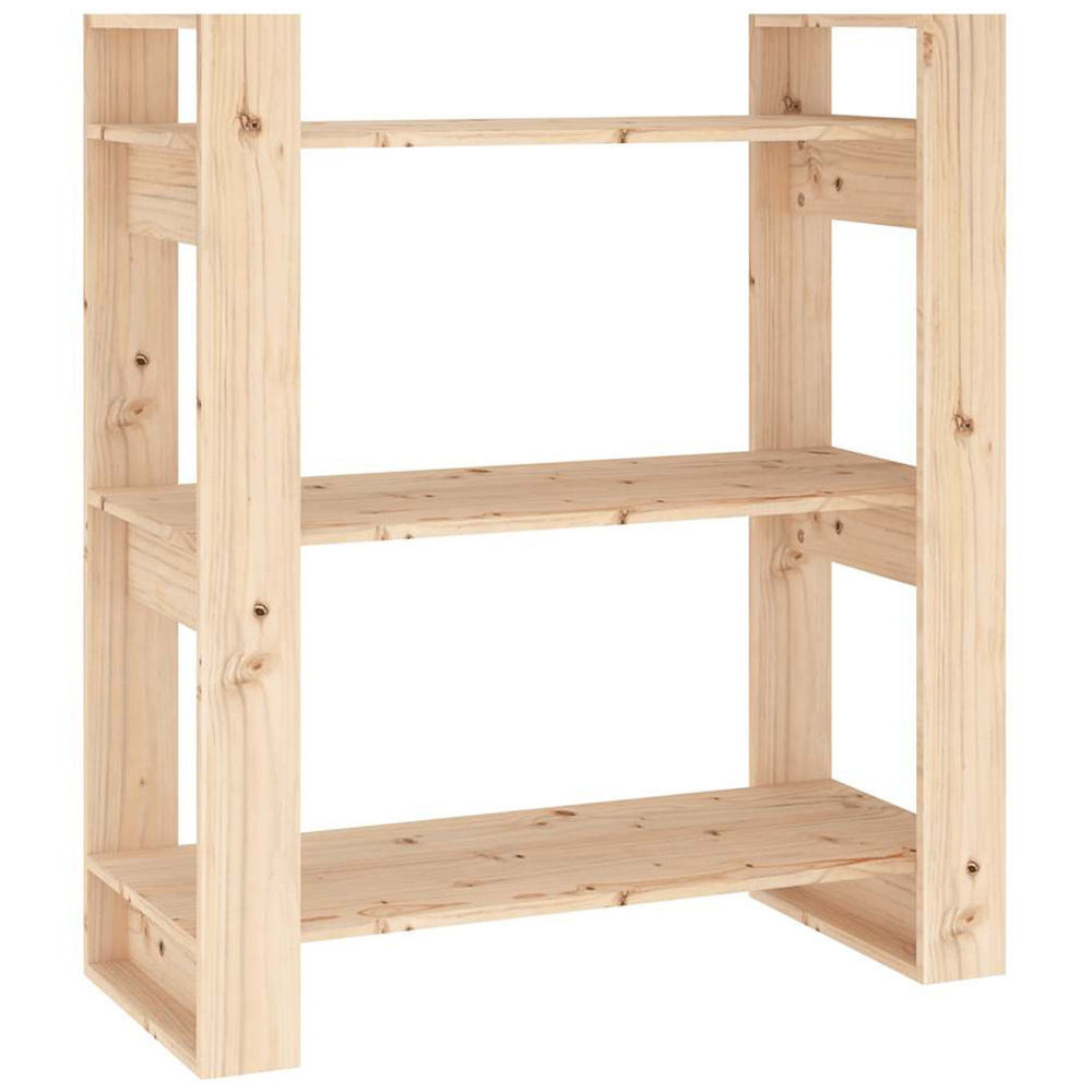 vidaXL 3 Shelf Natural Solid Pine Wood Bookcase Image 2