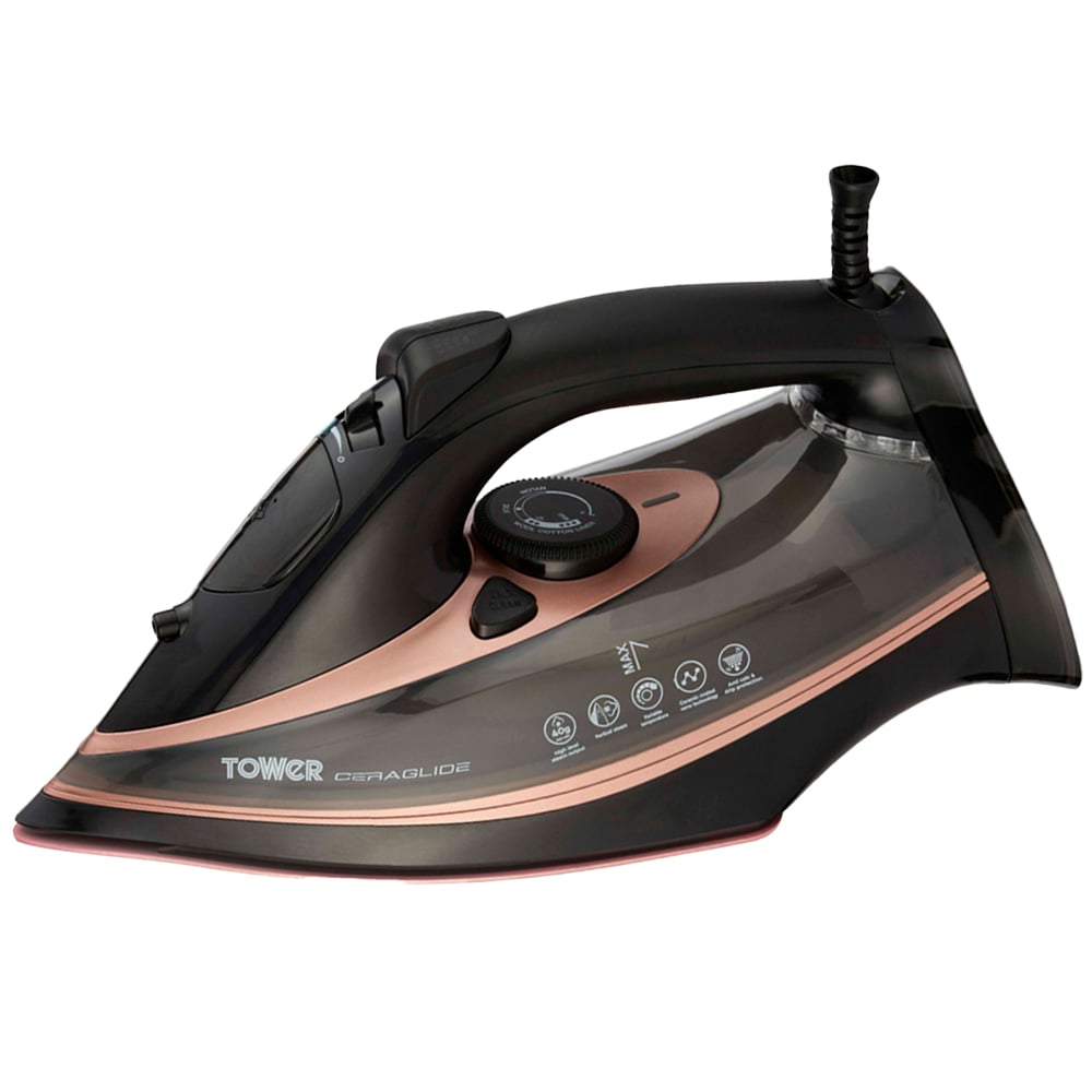 Tower CeraGlide Black and Rose Gold Ultra Speed Iron 3100W Image 1