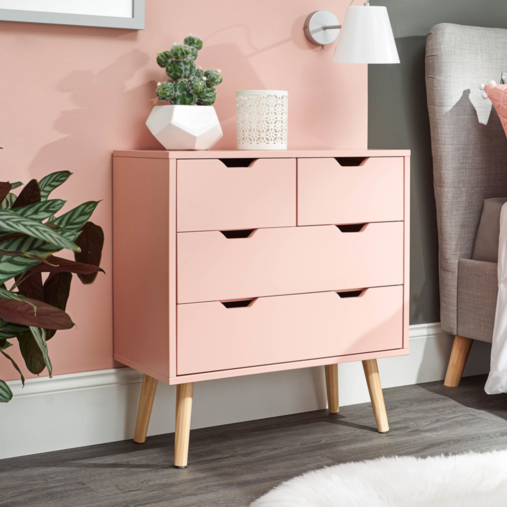GFW Nyborg 4 Drawer Coral Pink Chest of Drawers Image 8