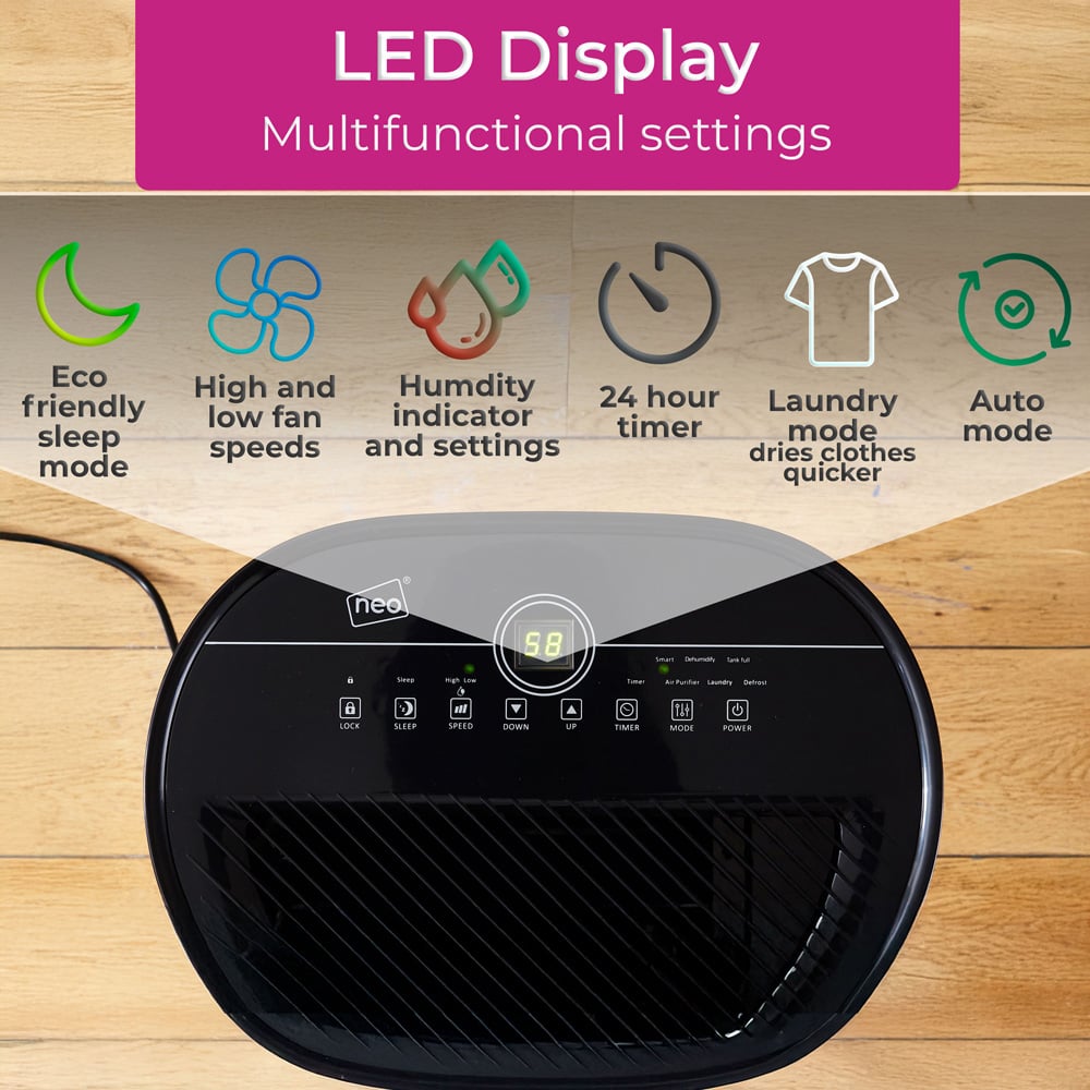 Neo White LED Digital Display Dehumidifier 25L Image 7