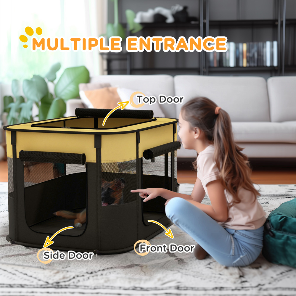 PawHut Yellow Portable Small Animal Playpen Medium Image 5