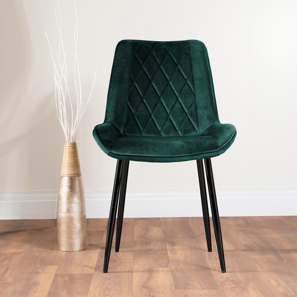 Furniturebox Arona Cesano 6 Seater Round Dining Set Green and Chrome Image 2