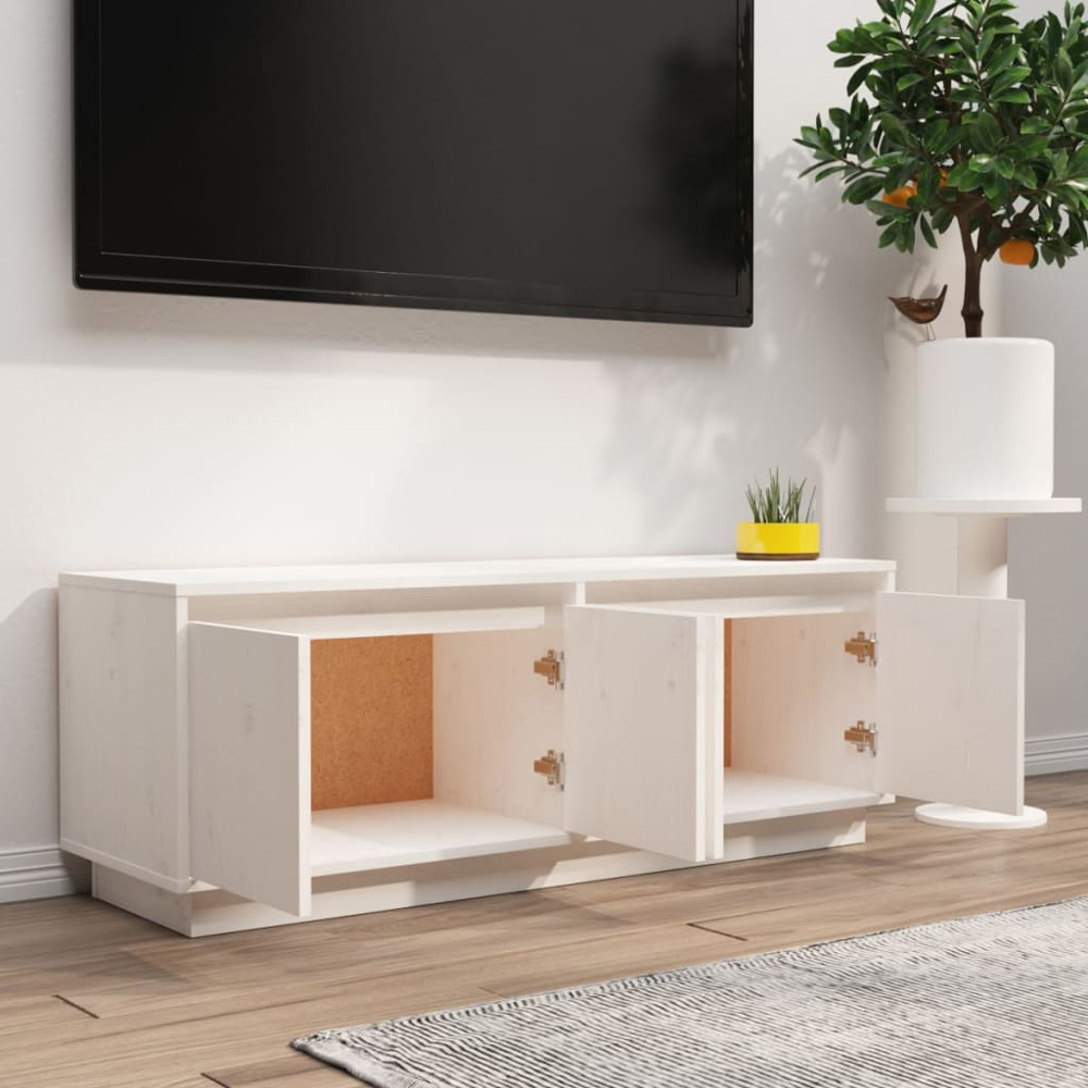 vidaXL 4 Door White Solid Pine TV Cabinet Image 8