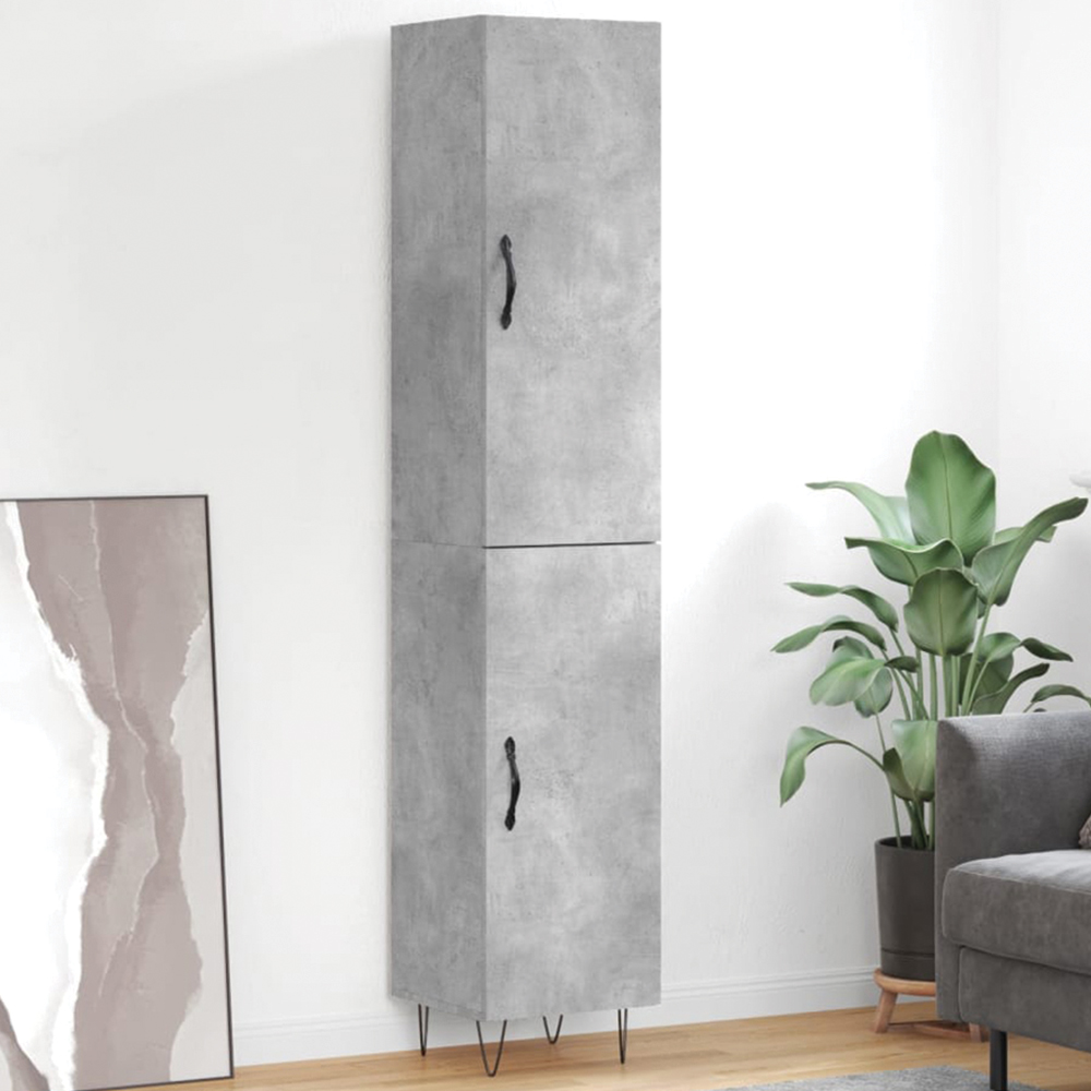 vidaXL 2 Door Concrete Grey Highboard with Metal Feet Image 1