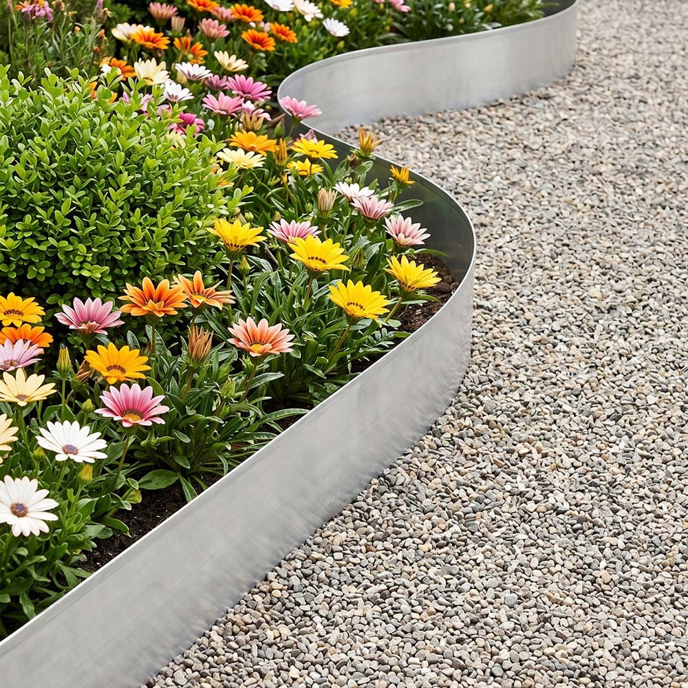 Living and Home 5m x 14cm Silver Metal Flexible Lawn Edging Image 7
