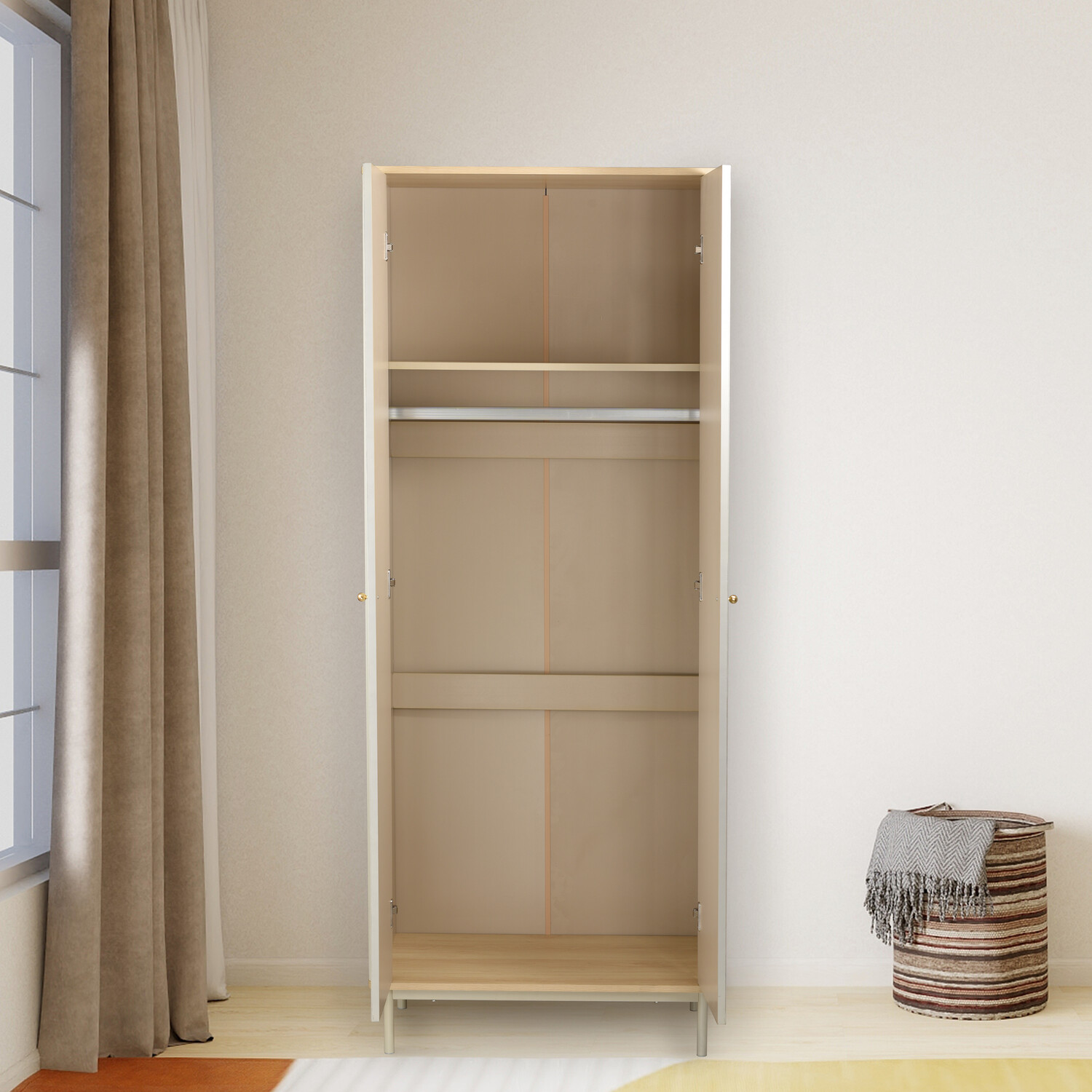 Emilia 2 Door Cream Wardrobe Image 2