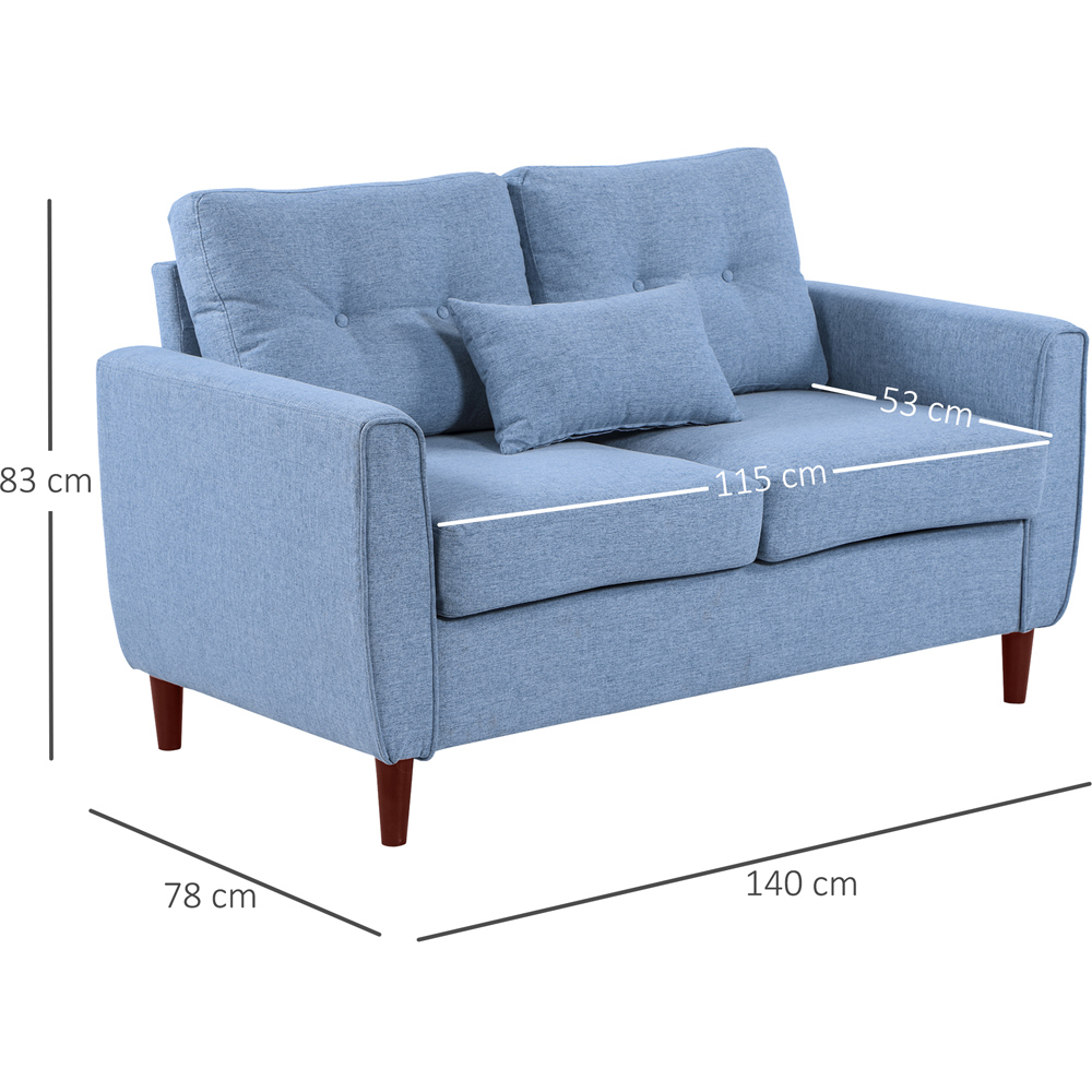 Portland 2 Seater Light Blue Linen Loveseat Sofa Image 7