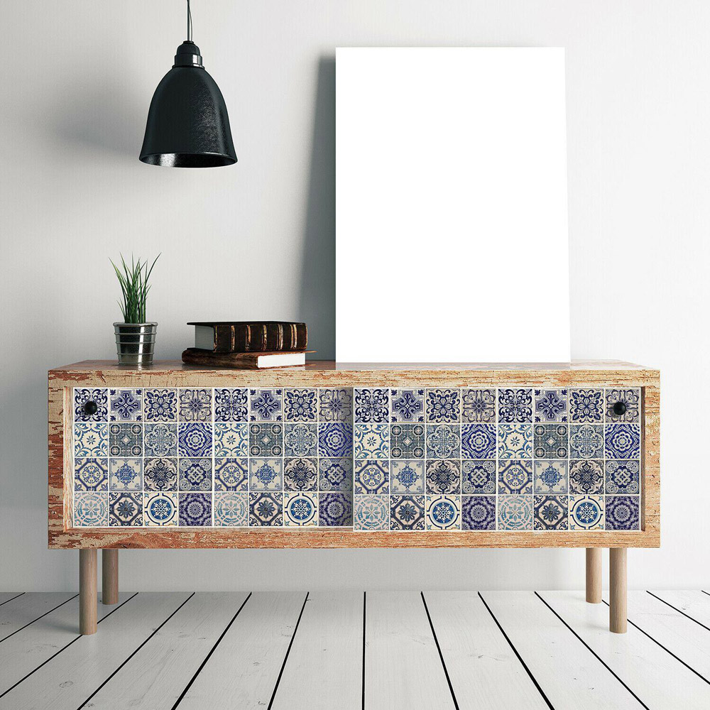Walplus Spanish Blue Tile Pattern Self-Adhesive Decal Wallpaper Image 1