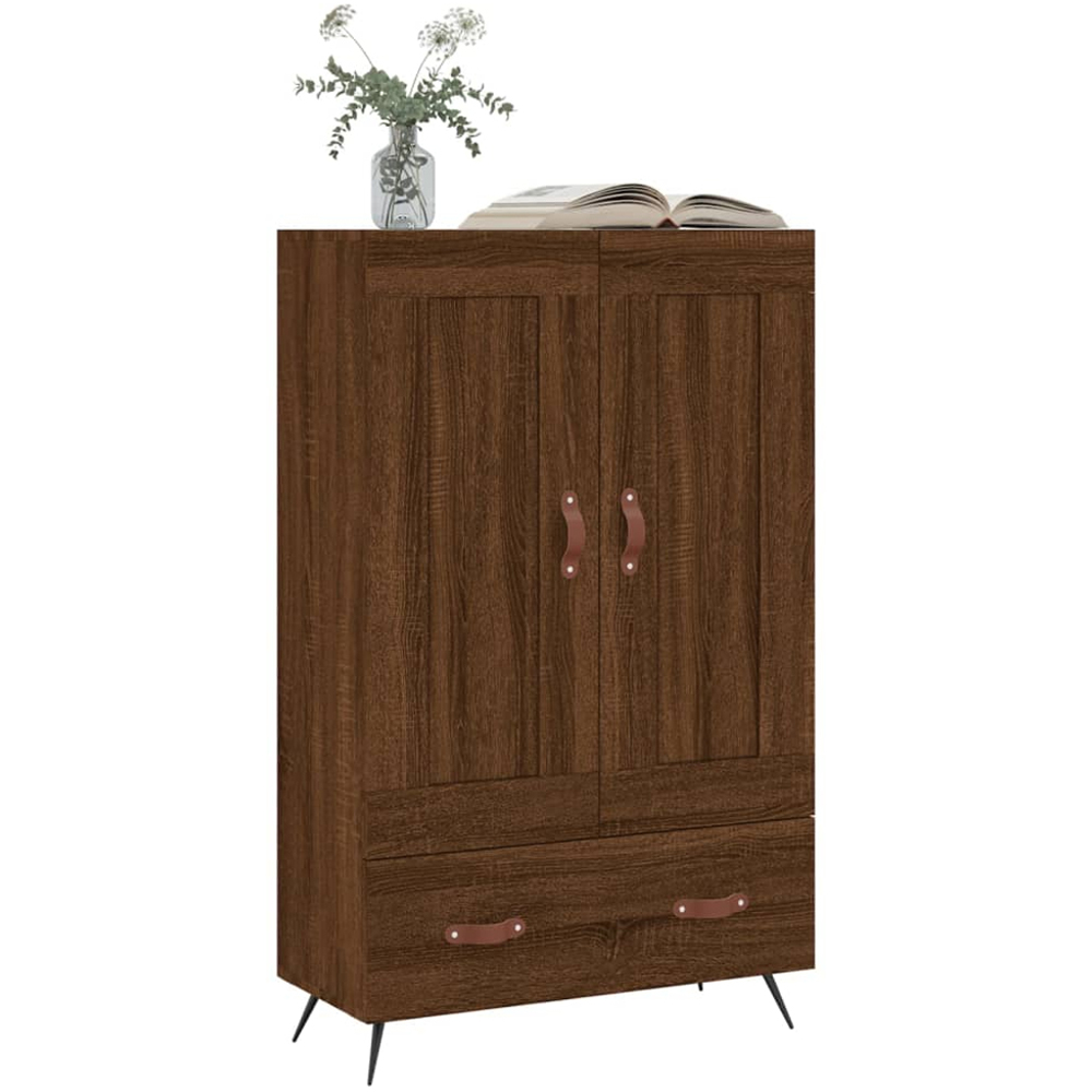 vidaXL 2 Door Single Drawer Brown Oak Highboard Image 3
