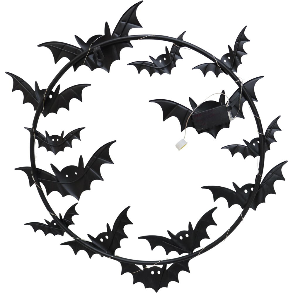Round LED Bat Wall Plaque Black Image 1