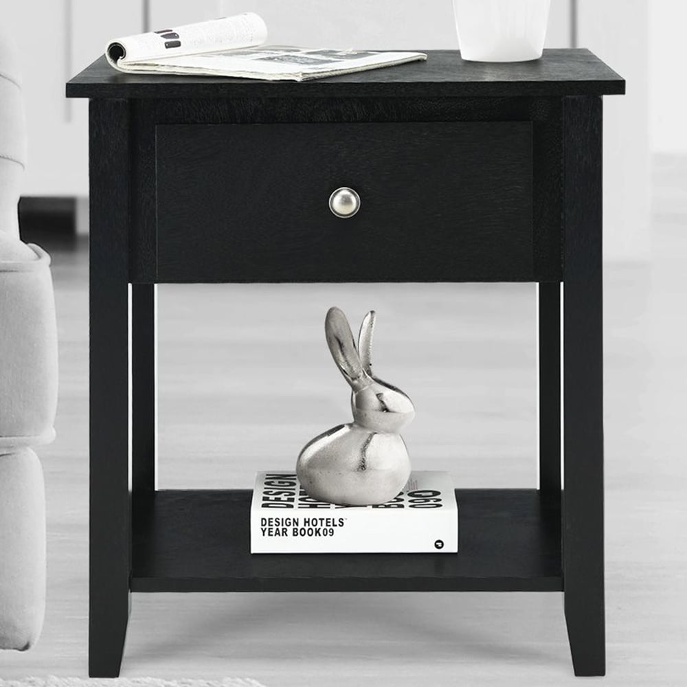 Costway Single Drawer Single Shelf Black Accent Table Image 1